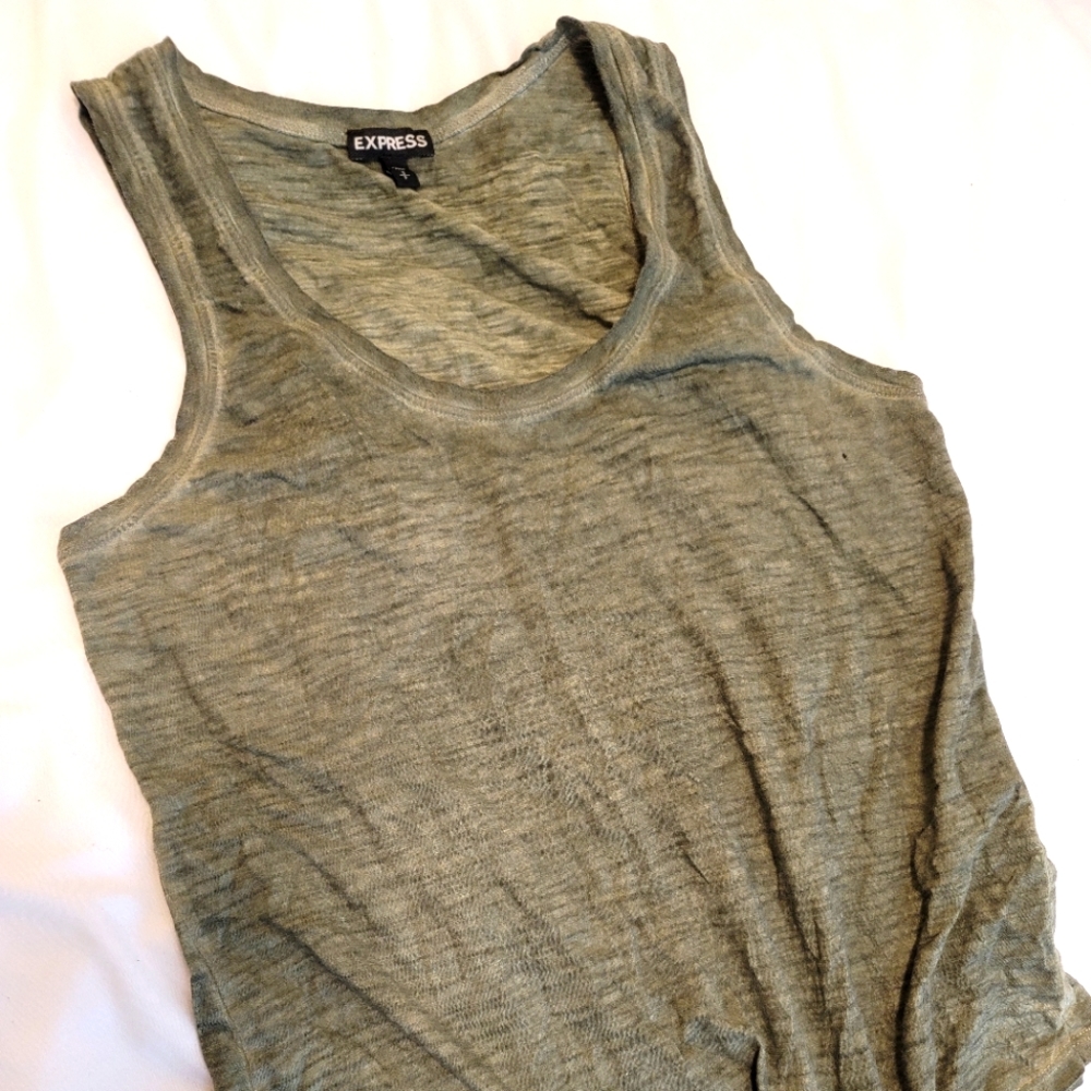 Green Distressed Tank Top